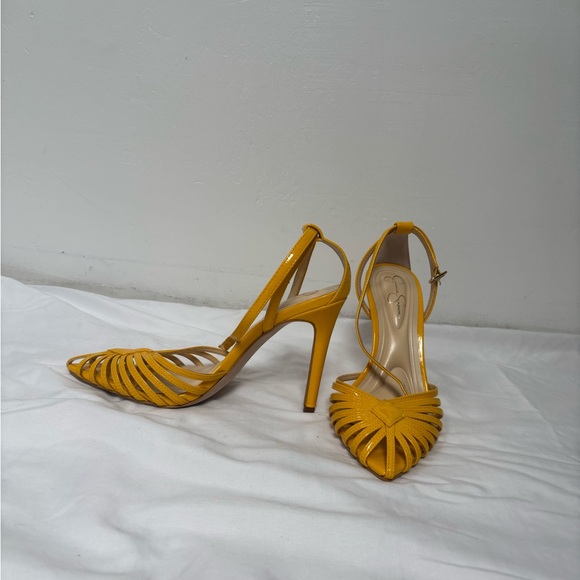 Jessica Simpson Mustard Strappy Heels - Picture 1 of 4